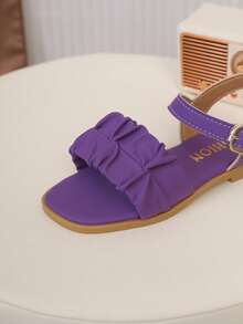 Kids' Fashion Slippers, New Summer Metal Buckle Decor Toe Design, Outdoor Wear-Resistant Anti-Slip Slippers, Versatile Beach Sandals - Purple - View 8