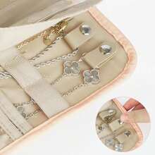 Joyero de Viaje para Mujer, Rollo Plegable de Almacenamiento de Joyas, Alajeros Joyeria Mujer, Organizadora de Joyas de Viaje Portátil, Alhajero de Viaje para Accesorios - Negro - Ver 4