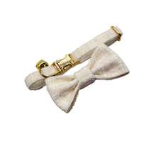 2pcs/Set New Woven Plaid Bell Pet Cat Collar & Bow Tie Set, Adjustable Pet Collar With Soft Bell, Handmade Mini Cat Collar With Metal Buckle, Suitable For Small Cats And Dogs - Multicolor - View 5