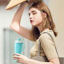 Silicone Folding Bottle Adult Portable Reusable Plastic Cups Outdoor Travel Gym Water Bottle Motivational Drinking Bottle - Hồng - Xem 2
