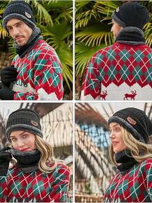 3pcs Winter Warm Set: Knit Hat, Warm Gloves - Ultimate Cold Weather Protection For Outdoor Adventure, Knitted Wool Blend Hat, Winter Warm Gift For Men & Women Winter Accessories Winter Outfits Winter Outfits Fall - Multicolor - View 5