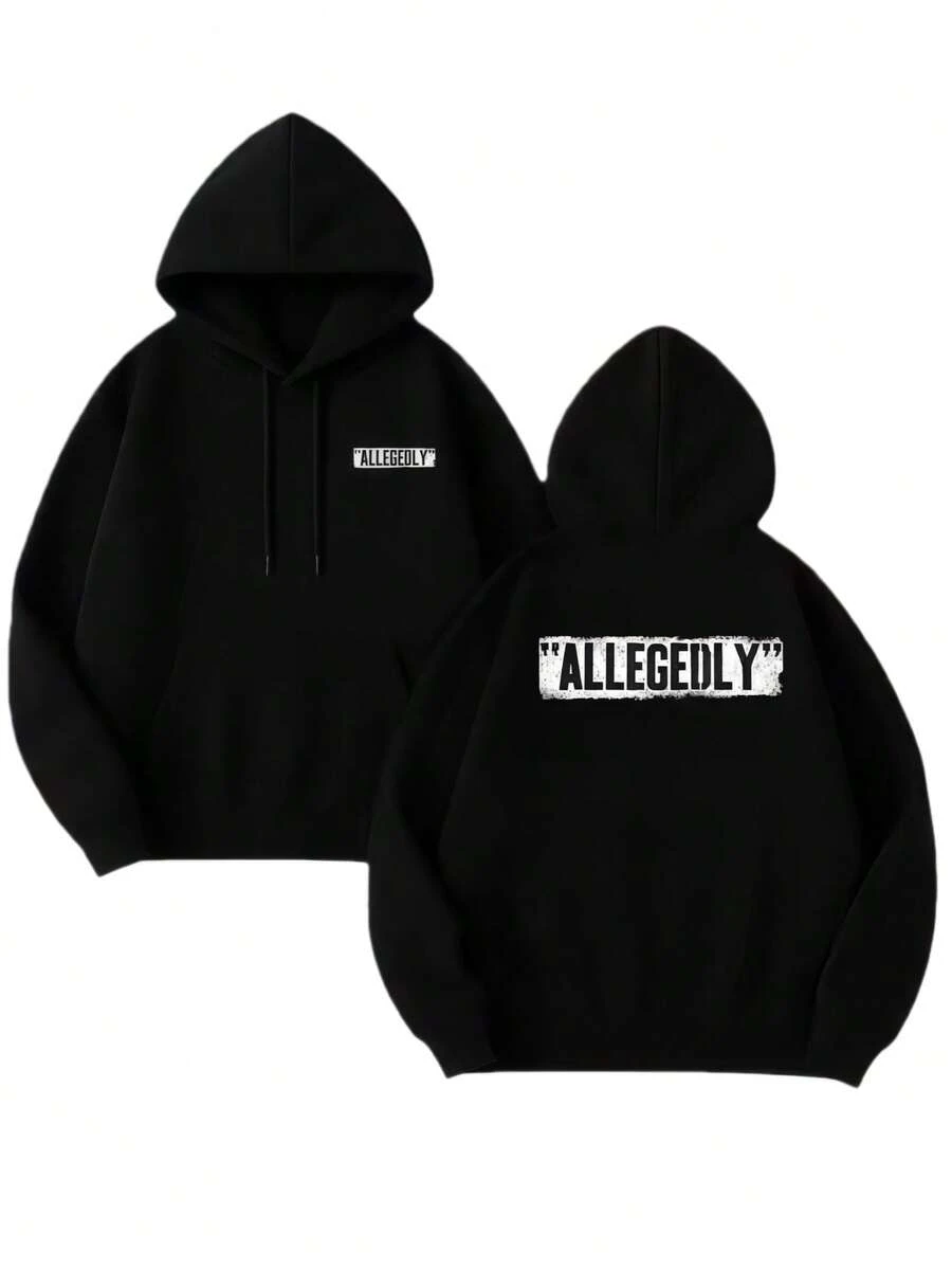 Graphic Hoodie Men, Streetwear Style With Abstract Graphic Print, Fleece Lined, For Young Men, For Everyday Wear - 黑色 - 查看 1