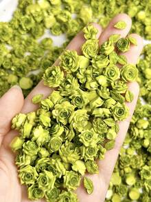 30 chiếc hoa hồng xanh 3D mềm mại, phụ kiện trang trí móng tay bằng nhựa mô phỏng hoa mẫu đơn, gai hoa hồng và lá, thích hợp cho ngày lễ Thánh Patrick, phụ kiện làm móng DIY, dụng cụ làm móng. - màu xanh lá - Xem 5