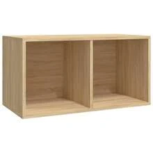 Caixa para guardar discos de vinil vidaXL, Carvalho Sonoma, 71x34x36 cm - Castanho - Ver 10