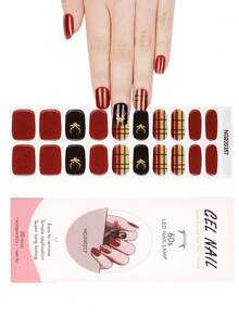 1 Box 20pcs Natural, Long-Lasting, Classic Red Deer Design UV Gel Nail Stickers, Easy To Apply And Remove