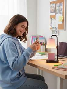 xoddi 1 PCS Candle Warmer Lamp With Timer, Frosted Lampshades Eye Protect Scented Candle Jars Electric Wax Melter Bedroom Bedside End Table Desk Night Light Adjustable Height Warm White Aethetic Room Decor Dimmer House Warming Home Women Gifts Metal Base-(Pink) - 查看 10