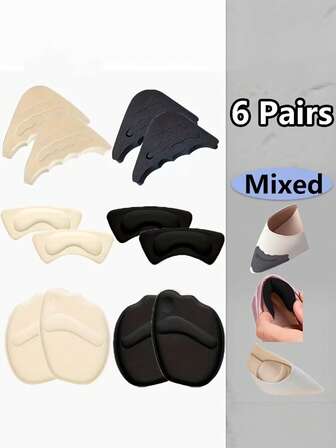 6 st/set komfortkit för höga klackar - justerbara framfotsskydd och hälgrepp | Halkfria inlägg i minnesskum, lämpliga för skostorlekar och blåsor, ergonomisk design för komfort hela dagen, hållbara och lätta att rengöra, perfekta för kontor, resor och fritidskläder, hälskydd, kontorsskor, modern innersuldesign, bekväma inlägg, unisex skoinlägg, skoskydd