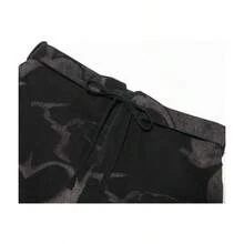 Falda asimtrica de cintura alta con diseo de teido anudado para mujer, Negro -, S - inicial - Ver 4