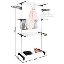 3-Tier Floor Clothesline For Clothes And Underwear, Foldable, Portable And With Wheels - 藍色 - 查看 7