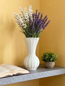 1pc French Style Minimalist Plastic White Flower Vase, Modern Decorative Vase, Creative Home Decor Accessory, Suitable For Floral Decoration On Dining Table, Desk, Living Room, Bedroom, Fireplace, Durable - White - View 2