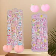 3D Cute Soft Stickers - Soft & Squishy Animal Shaped, Adorable Rabbit & Bear Handmade Decorative Stickers, DIY Decor Stickers For Diary, Scrapbook, Notebook, Water Bottle, Guitar, Skateboard, Bicycle, Motorcycle, Helmet, Luggage, Phone, Laptop; Ideal Gift For Back To School, Study Supplies, Thanksgiving, Halloween, Christmas, Saudi National Day. Random Assortment. - Multicolor - View 11