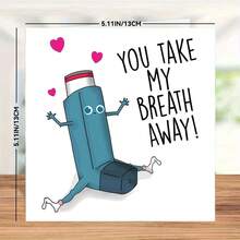 Take My Breath Away, Funny Anniversary Card, Inhaler, Funny Card For Her, Cute Anniversary Card For Boyfriend, For Girlfriend, For Wife Including Envelope - Multicolor - View 4
