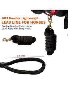 Nylon Horse Lead Rope, Double Braided Horse Lead With Quick Release Snap Clip, Soft Comfortable Handle, Suitable For Daily Use And Competition Equestrian Tack
