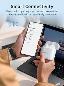 Lenovo TC3302 Black True Wireless Bluetooth Headset, Semi-In-Ear Comfortable, Bluetooth 5.3 Gaming, Sports, And Music Headphones, Compatible With Apple, Huawei, And Xiaomi Phones - Black - View 4