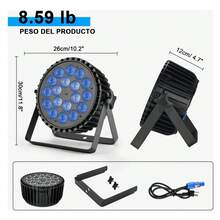 Luces Led Stage Par 18 X 18 W Rgbwa+uv 6 En 1 A Todo Color P - Tipo de Enchufe B USA (110-127V) - Ver 2