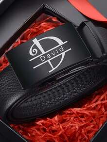 1pc Custom Belts For Men, Men Custom Ratchet Buckle, Rectangular Buckle Can Customize Images Text, Personalized Belts For Men, Genuine Leather Ratchet Belt, Personalized Leather Belt For Anniversary, Engraved Belts For Men - Style a - View 6