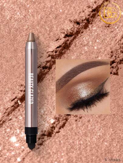 beauty glazed ظلال عيون كريمية لامعة، أقلام ظلال عيون كريمية الطرف مع أداة تطبيق، لوحة ظلال عيون مضيئة مقاومة للماء ومحببة
