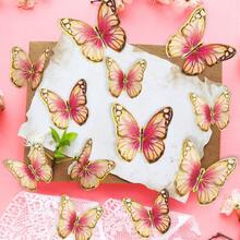 A Set Of 12 Black Transparent 3D Butterflies,Black Butterfly Wall Sticker Decal 3D Metallic Art Butterfly Mural Decoration DIY Flying Stickers For Kids Bedroom Home Party Cake Nursery Classroom Offices Decor (Black) - Black - View 5