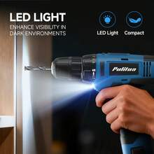 PULITUO Cute 12V Cordless Drill Set For Women, 126-Piece Home Tool Kit With Battery & Charger, Lightweight Electric Screwdriver With Accessories For DIY, Furniture Repair And Home Projects - Baby Blue - View 6