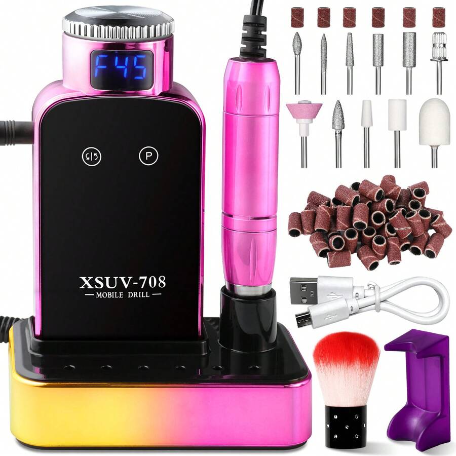 Portable Electric Nail Drill - PRO 45000RPM Electric Nail File Nail Drills For Acrylic Nails Professional With Drill Bits Manicure Pedicure Supplies Use Nail Art For Home DIY Salon Use - 彩色 - 查看 1