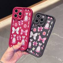 La carcasa del teléfono anti - caída simple y de moda está hecha de material tpu con un patrón de lazo para iPhone 17, 16, 15, 14, 13, 12, 11 Pro / air / xR / XS y samsungs25 / S24 / S23 / S22 / Fe / plus, que ofrece protección de amortiguación. Regalos para amigos y San valentín. - Blanco - Ver 3