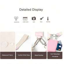 Mini Wristlet Coin Purse (2-In-1: Keychain + Wallet) – Detachable Double-Layer Design, Portable & Stylish, Essential For Outdoor/Travel/Daily Use - Màu Hồng Tươi - Xem 5