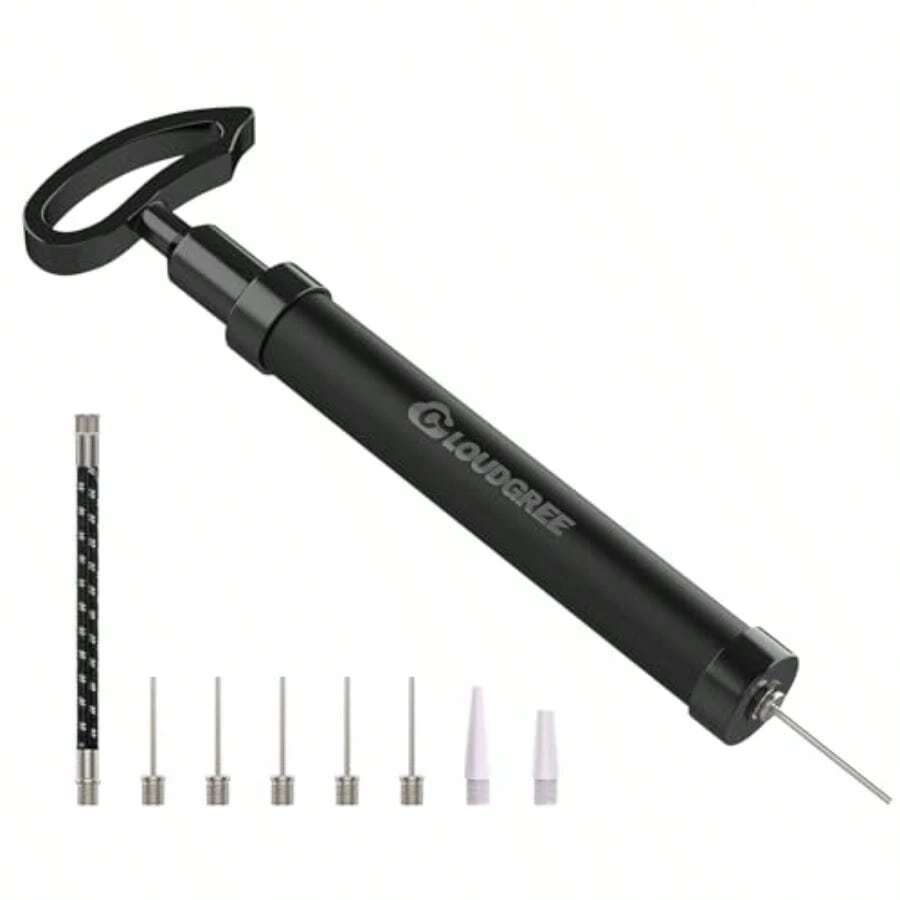 Sports Ball Pump Cloudgree 10 Inches Air Pump Inflator Kit With Needle Nozzle And Extension Hose For Soccer Football Volleyball Water Polo Rugby Exercise Sports Ball Balloon Swim Inflatables - Black - View 1