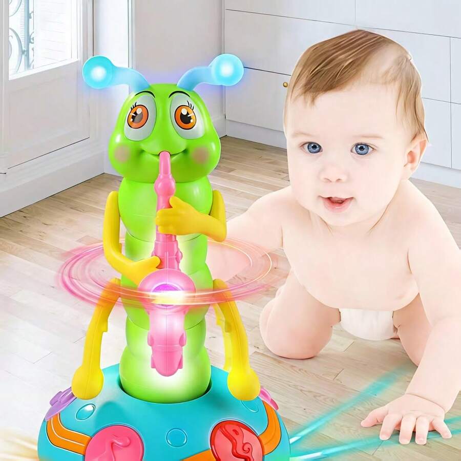 Baby Early Education Intelligent Electric Toy: Musical Singing Caterpillar With Saxophone, Lights And Sound Effects (Baby Electric Toy) - Multicolor - View 1