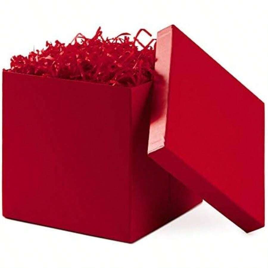 Hallmark - Caja de regalo mediana con tapa y relleno de papel triturado (caja rosa fuerte de 7 pulgadas) para aniversarios, despedidas de soltera, despedidas de soltera, regalos de damas de honor, día(Rojo -) - Multicolor - Ver 1