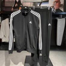Adidas Men's Knit Tracksuit, 3-Stripe Casual Sports Jacket And Slim Fit Sweatpants - Black - View 9