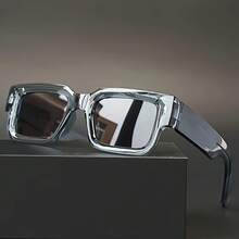 Gafas cuadradas informales de moda para hombre, montura gruesa retro, estilo decorativo para fiestas. - Gris transparente - Ver 9