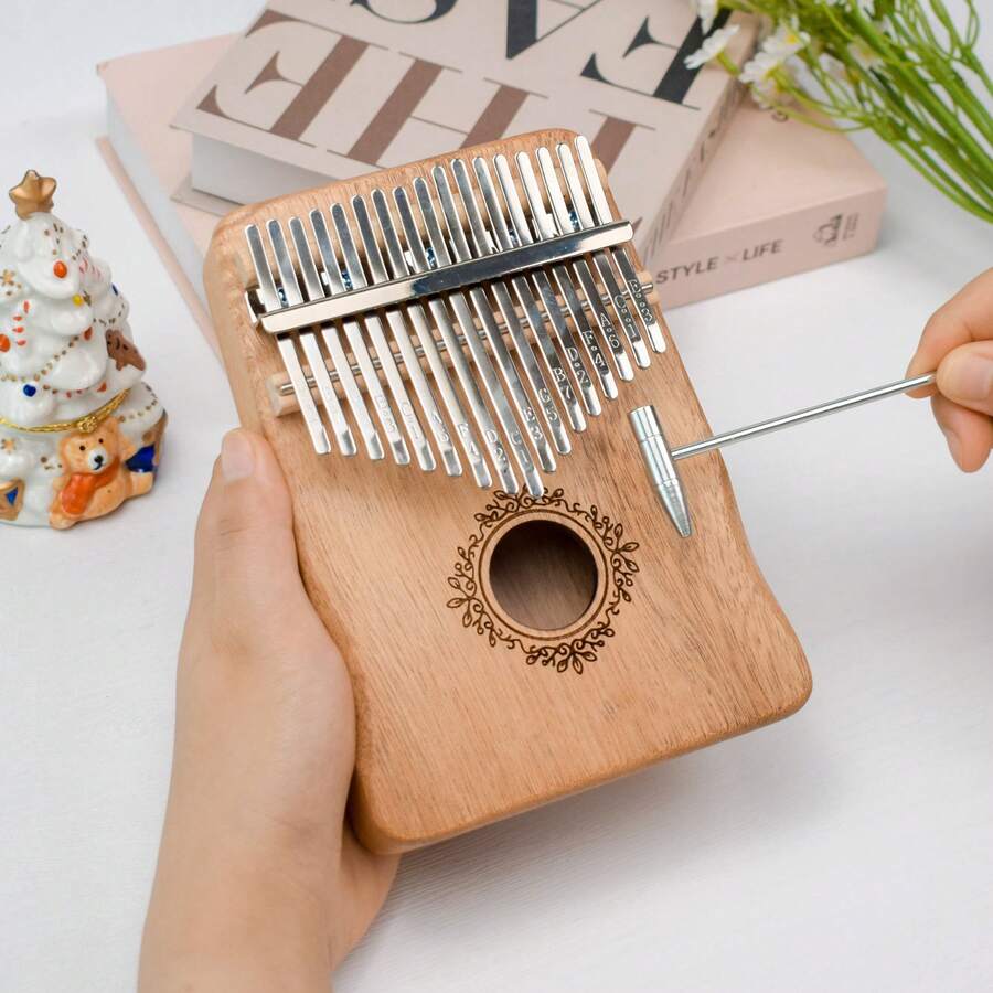 Easy To Learn Kalimba Piano Starter Kit - 17 Key Thumb Piano For All Age, All-In-One Set With Study Guide & Tuning Hammer, Beautiful Sounding Wood Instrument - 10 Different Style - Butterfly Love Flower-b - View 1