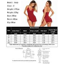 - Lencería para mujer, con tirantes delgados, camisón de babydoll(CH 1 Rojo Vino) - Multicolor - Ver 6
