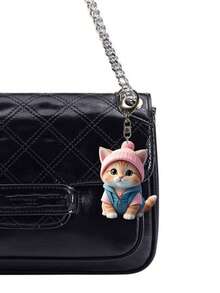 Cute Cartoon Cat Acrylic Keychain - 2D Pendant,Cute Cat Accessories,Cute Pink Hat Kitten,Fashion Backpack Pendant,Tote Pendant Decoration,Wallet Pendant,Pendant Keychain For Couples Bag Accessories Gift Waterproof, With Lobster Clasp, Ideal Gift For Family & Friends, Perfect For Birthdays And Special Occasions,Wedding Gifts, Party Gifts