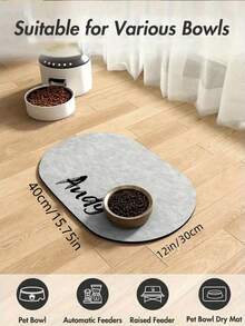 Personalized Absorbent Dog Food Mat, Dog Feeding Mat, Customizable Pet Name Dog Food Mat, Personalized Dog Bed Mat, Can Be Customized According To Your Beloved Dog's Name, Ideal For Protecting Floors And Keeping Feeding Area Clean, Creating A Vacation Atmosphere, Autumn Decor - Multicolor - View 2