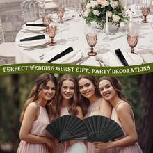 黑色经典折叠手扇，夏季降温佳品，优雅时尚的黑色折叠扇，方便携带，可轻松放入包中，适用于婚礼、派对、演出、舞蹈、家居装饰、节日、生日礼物、毕业礼物等多种场合。 - 彩色 - 查看 4