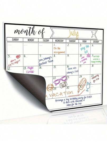 Reusable Magnetic Dry Erase Refrigerator Calendar, Whiteboard Magnets, Monthly Family Planner Reminder Calendar Menu Magnetic Fridge Stickers, Magnetic Erasable Calendar, Kitchen Decor, Monthly Planner Fridge Stickers, Family Charts And Menu Fridge Accessories