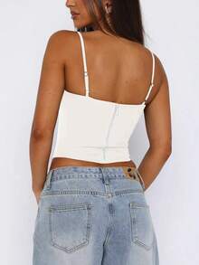 女士性感优雅文胸，修身短款胸衣 白色夏季 - 白色 - 查看 4