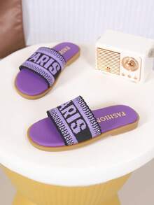 Dép lê ngoài trời thời trang cho trẻ em, giày bệt mùa hè, dép liền thân, giày cao cấp tối giản, phong cách mới, thanh lịch dành cho bé gái. - Màu tím - Xem 6