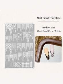 1件装SKVP美甲模板,图案包括:暗黑蜘蛛纹、蛇纹、豹纹法式、万圣节、烟花、不规则线条、心形、蝴蝶花卉等,美甲印花模板 - 彩色 - 查看 2