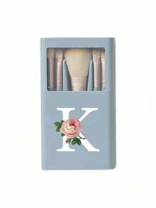 5pcs Portable Makeup Brush Set With Mirror, Rose White Letter A-Z Printed, Boxed Makeup Brush Set, Multi-Functional Makeup Brush Set With Mirror Case, Mini Multi-Functional Makeup Pencil, Foundation Brush, Eyeshadow Brush, Basic Makeup Tool Mixing Brush. Makeup Brush Organizer Includes Makeup Brushes, Convenient And Practical, Ideal Gift For Girls, Portable Travel Essentials, Travel Must-Have. - Multicolor - View 24