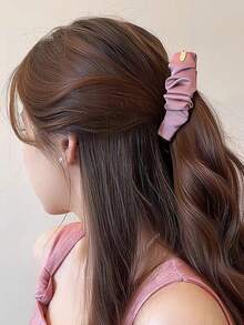 1pc High-End Solid Color Pleated Banana Clip, Elegant Hair Accessory For Ponytail, New Design Hair Clip For Women, Claw Clips, Hair Slide, Hair Barrettes Women Hair Accessories - Multicolor - View 5