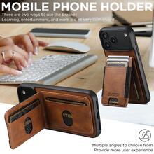 SUTENI For IPhone 17 Pro Max Phone Case Card Holder Elastic Band Smooth Texture Luxury Faux Leather Stand 16Plus 15 14 13 12 For Unisex Relatives Friends And Elders Holiday Gift Black/Brown/Blue - Multicolor - View 9