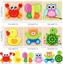 Juguetes de Rompecabezas Montessori, 6 Piezas Animales o Vehículos de Dibujos Animados Diferentes Rompecabezas para Niños, Regalo Rompecabezas para Niños y Niñas Regalos Navidad (Animal) - Frutas+Verduras C - Ver 7