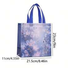 20个优雅花卉植物图案手提袋 - 无纺布涤纶派对礼品袋，尺寸为9x8.46x4.33英寸，适用于婚礼、生日等场合 - 彩色 - 查看 9