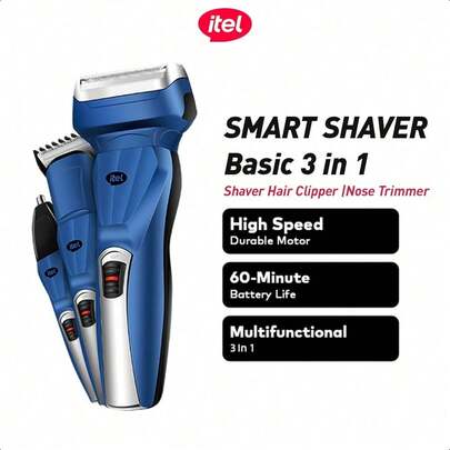 itel ISS-13 3-In-1 Electric Shaver, High-Quality Nose Hair Trimmer, Hair Clipper, Fast Shaving With No Dead Angle, Powerful And Durable