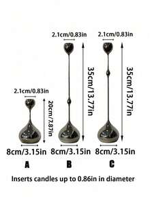 Bộ 1/3 chân nến hiện đại, chân nến kim loại hình giọt nước màu bạc kiểu Pháp, chân nến sắt hình giọt nước, chân nến hình nón, vật trang trí trung tâm bàn bằng kim loại, chân nến cao dùng trong bữa tối, quà tặng cho mẹ, vợ, bà. - màu đen - Xem 8