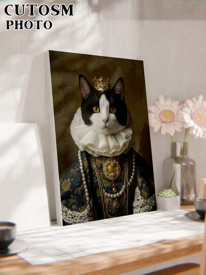 1pc Custom Pet Canvas Print Canvas Poster, Custom Pet Portrait, Pet Portrait Custom, Dog Portrait, Cat Portrait, Regal Royal Animal Canvas Painting Personalized Art Gift,Canvas Prints With Your Photos On Custom Wall Art For Bedroom, Living Room, Wedding, Pet, Family, Love, Couple, Friend, Picture, Photo, Framed Wall Art,Christmas Gift,Best Friend,Family Gift,Birthday Gifts,Gift For Family/Friend/Girlfriend/Boyfriend