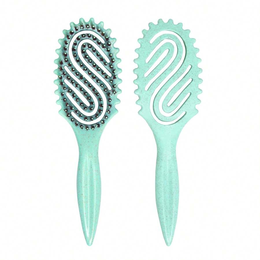 Curly Hair Brush, Curl Defining Brush With Soft Boar Bristles For Combing, Shaping, And Styling Curly Hair Suitable For All Women And Men With Wet & Dry Hair(Pink) - 綠色 - 查看 1