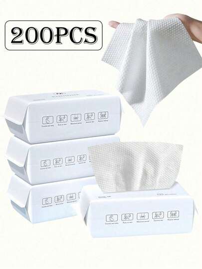200/150/100/50/30 Pcs/Pack Disposable Thicker & Larger Face Towels, Soft Makeup Remover Wipes, Dry Use, Skincare Accessories, Suitable For Sensitive Skin, Dry & Wet Non-Woven Fabric, Soft Facial Towels, Essential For Beach Vacation, Convenient For Travel. Bathroom Decor
